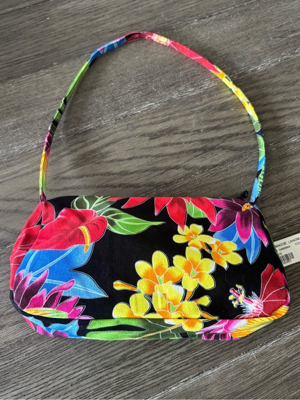 Nani Island Hawaiian Tropical Floral Baguette Shoulder Bag - Picture 2 of 10